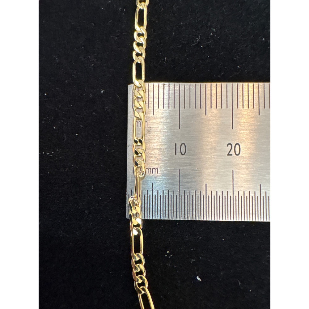 18k Gold Filled Figaro Link Bracelet 3mm 9.5 Inch Lobster Clasp Women‎ Accessory